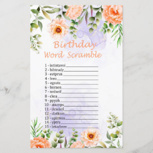 Papier Fleurs Pastel Jeu d'Anniversaire Mot