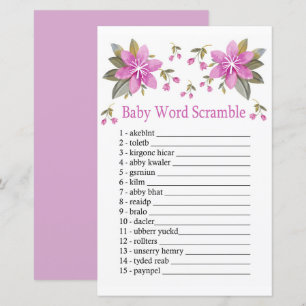 Papier Fleurs pourpres Baby mot scramble jeu
