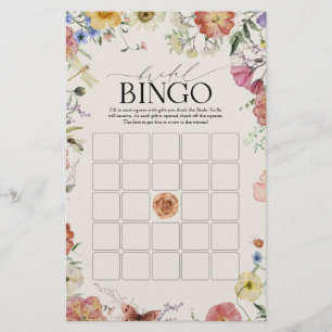 Papier Fleurs Pressées Jeu de Bingo Nuptiale