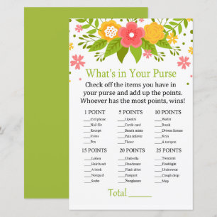 Papier Fleurs Qu'est-ce qu'il y a dans votre sac à main