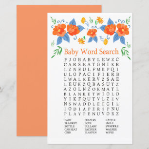 Papier Fleurs rouges Baby shower Mot de recherche Jeu