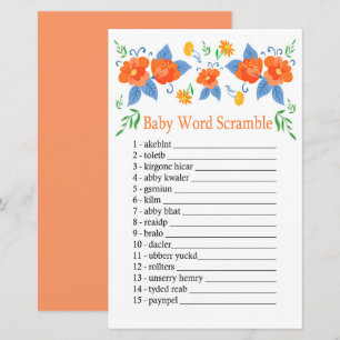 Papier Fleurs rouges Bébé mot scramble jeu