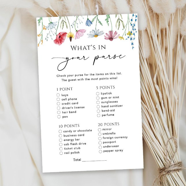 Papier Fleurs sauvages Ce qui est dans votre sac Jeu de b (Créateur téléchargé)