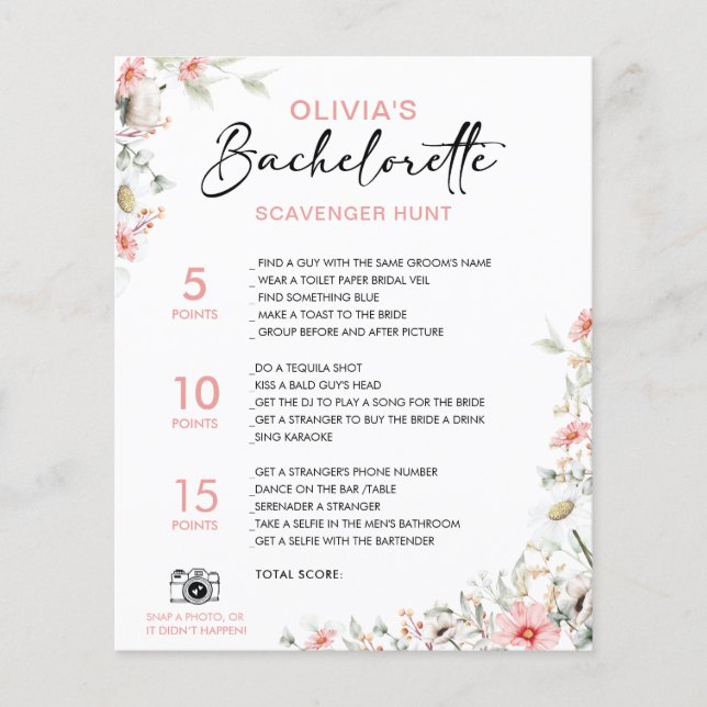 Papier Fleurs sauvages de chasse de bachelorette personna (Devant)