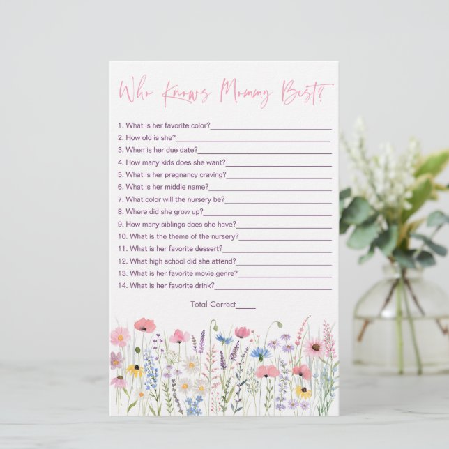 Papier Fleurs sauvages de prés roses qui connaissent mama (Debout devant)