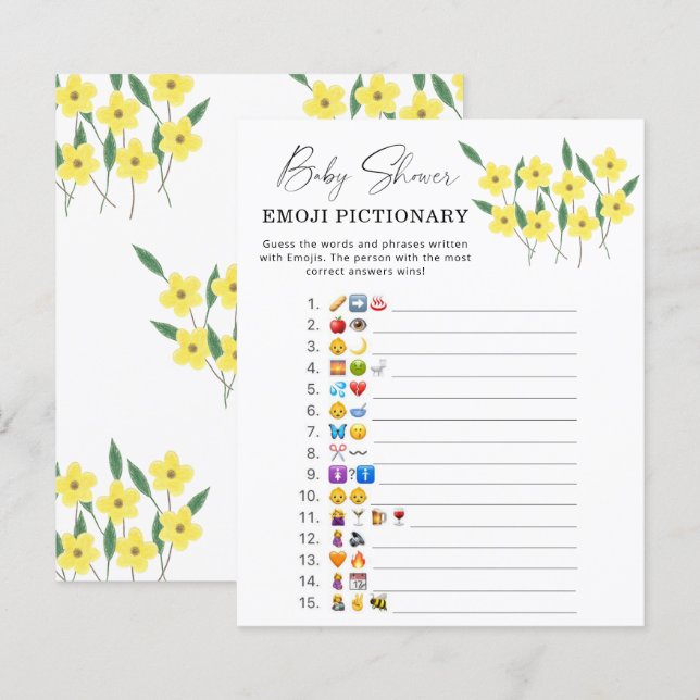 Papier Fleurs sauvages jaunes \ jeu d'images Emoji (Devant / Derrière)