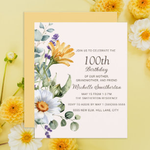 Papier Fleurs sauvages jaunes Marguerites blanches 100e a