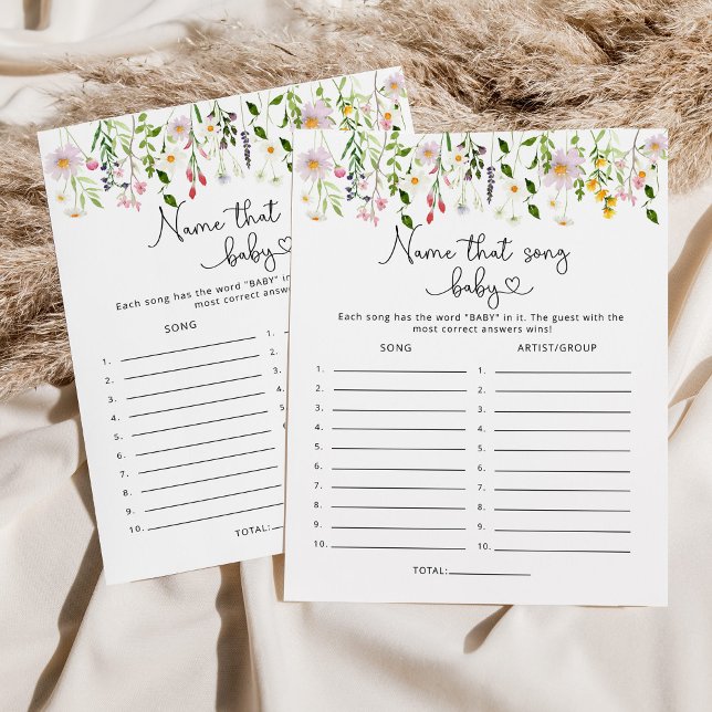 Papier Fleurs sauvages Nom de la chanson jeu de baby show (Créateur téléchargé)