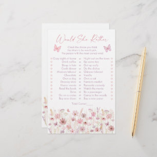 Papier Fleurs sauvages Papillon Rose Jeu Préférerait-Elle