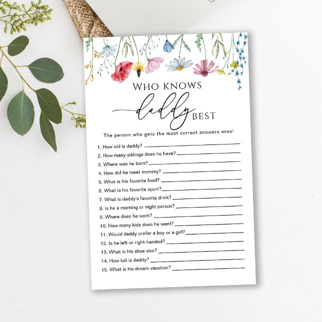 Papier Fleurs sauvages Qui connaît Daddy meilleur jeu (Créateur téléchargé)