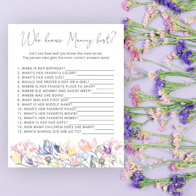 Papier Fleurs sauvages Qui connaît maman le meilleur baby (Créateur téléchargé)