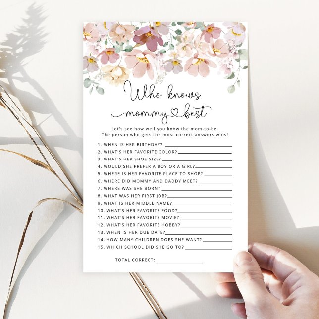 Papier Fleurs sauvages Qui connaît maman meilleur baby sh (Créateur téléchargé)