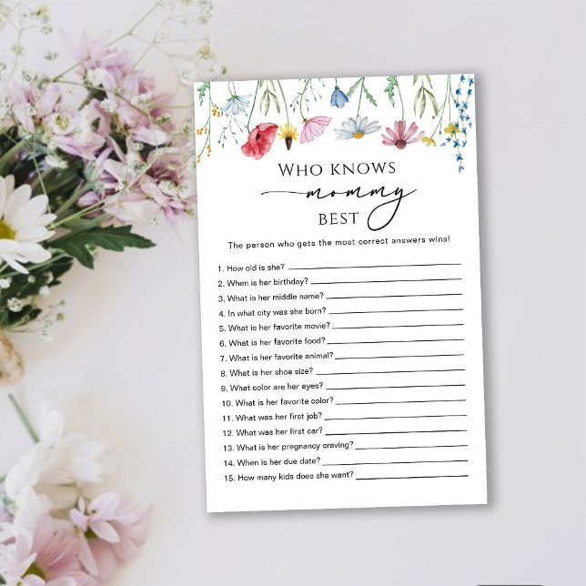 Papier Fleurs sauvages Qui connaît maman meilleur jeu (Créateur téléchargé)