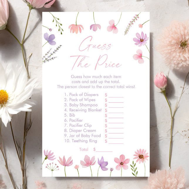 Papier Fleurs sauvages Violet Rose Devinez Le Jeu De Prix (Créateur téléchargé)