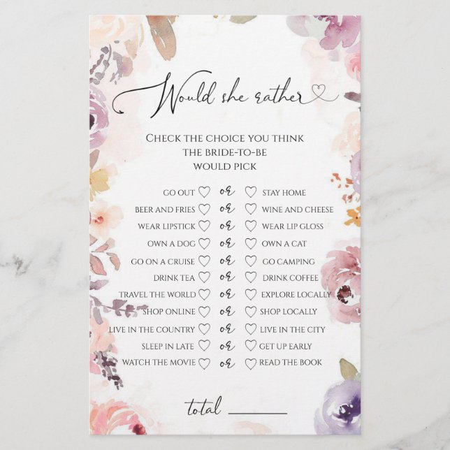 Papier Fleurs sauvages Voudrait-elle plutôt le jeu de dou (Devant)