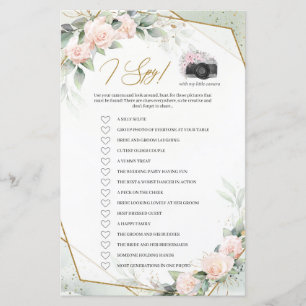 Papier Fleurs vertes et dorées I Spy jeu