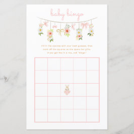 Papier Flora Rabbit Ballerina Baby shower Bingo Jeu
