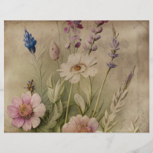 Papier floral à parchemin vintage