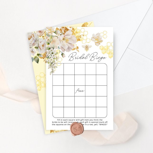 Papier Floral abeille Bride jeu de bingo (Créateur téléchargé)