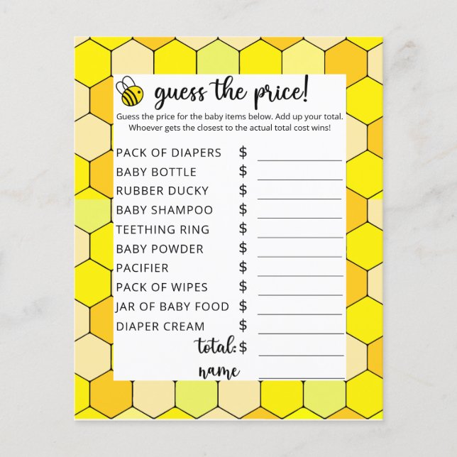 Papier Floral Bee Price Guest Jeu (Devant)