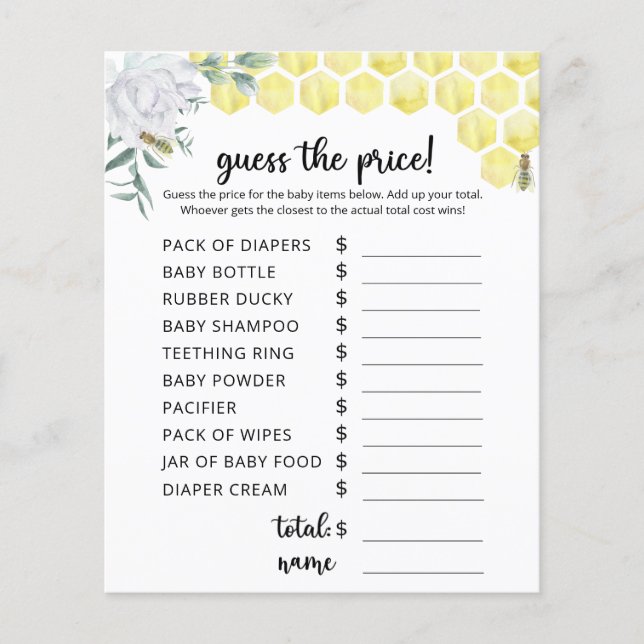 Papier Floral Bee Price Guest Jeu (Devant)