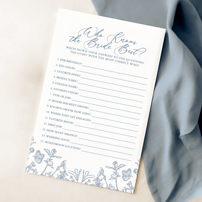 Papier Floral Bleu Français Qui Connaît La Mariée Meilleu (Créateur téléchargé)