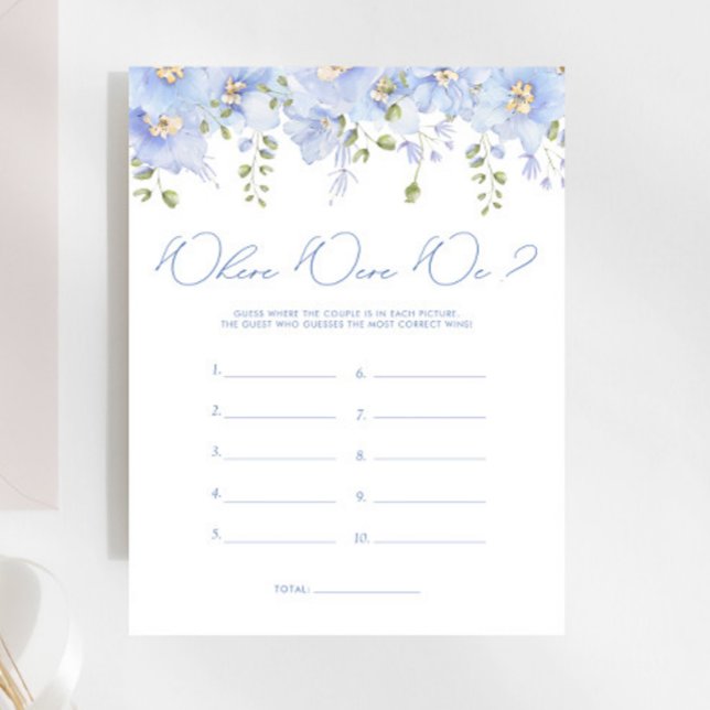 Papier Floral Bleu Où Étions-Nous Fête des mariées Jeu (Créateur téléchargé)