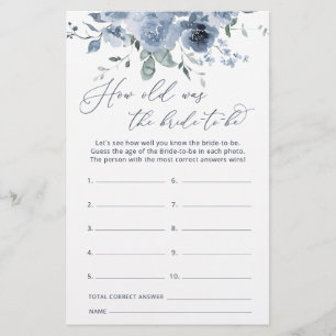 Papier Floral bleu Quel âge a la mariée d'être partie