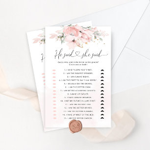 Papier Floral blush Il dit qu'elle a dit nuptiale douche 