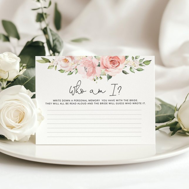 Papier Floral blush Qui suis-je jeu de douche nuptiale (Créateur téléchargé)