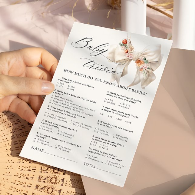Papier Floral Bow Elegant Baby shower Baby Trivia Jeu (Créateur téléchargé)