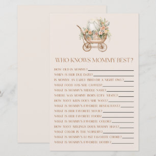 Papier Floral Carriage Qui Connaît Mommy Baby shower Jeu
