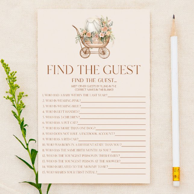 Papier Floral Carriage Trouver Le Jeu Baby shower Invité (Créateur téléchargé)