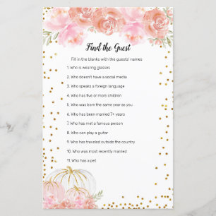 Papier Floral Citrouille Aquarelle Trouvez le jeu Invité