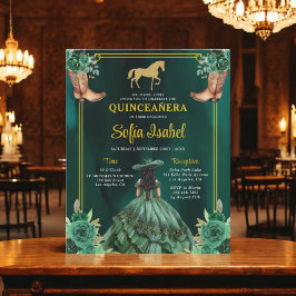 Papier Floral Emerald Green Boots Horse Quinceanera