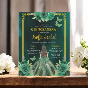 Papier Floral Emerald Green Butterfly Quinceanera