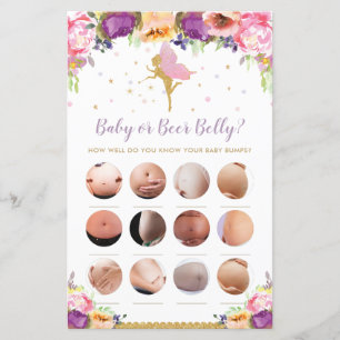 Papier Floral Fairy Baby or Beer Belly Baby shower Jeu