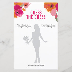 Papier Floral Guess the Dress Fête des mariées Jeu