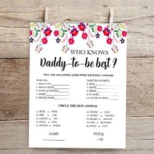 Papier Floral Mexicain Qui connaît Daddy Baby shower Game