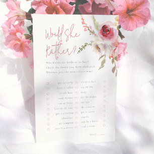 Papier Floral Moderne "Préférerait-Elle" Jeu de Baby Show