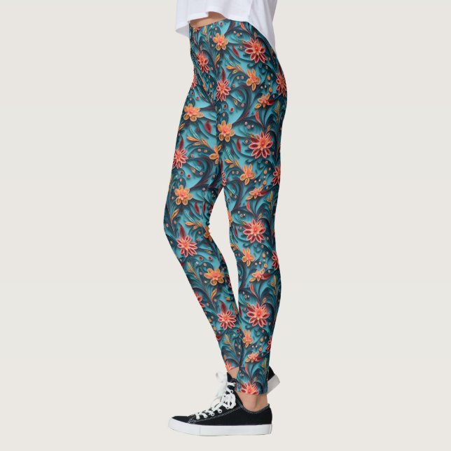 Papier floral motif sans soudure Leggings (Gauche)