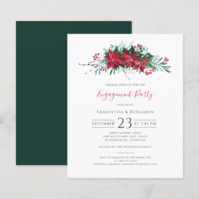 Papier Floral Noël Mission Berries Invitation (Devant / Derrière)
