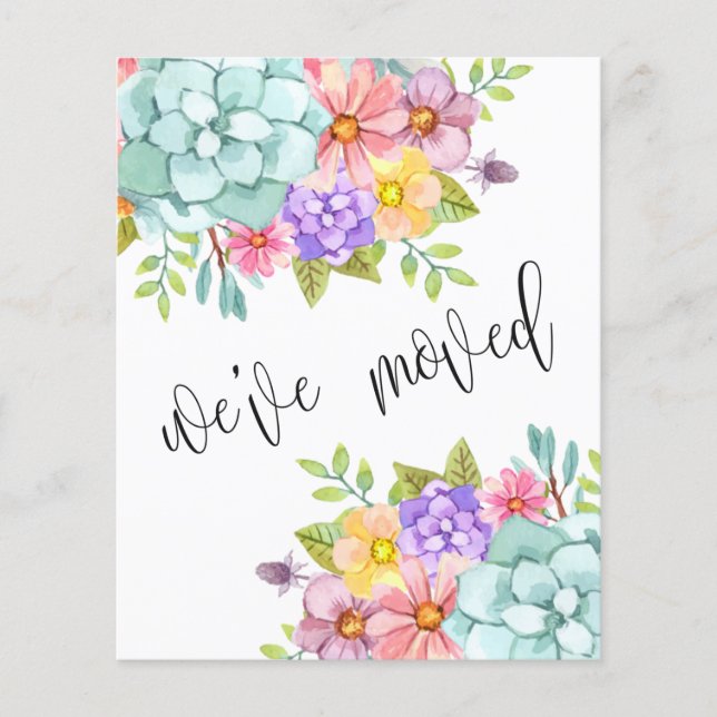 Papier Floral Nouvelle adresse résidentielle Moving Faire (Devant)