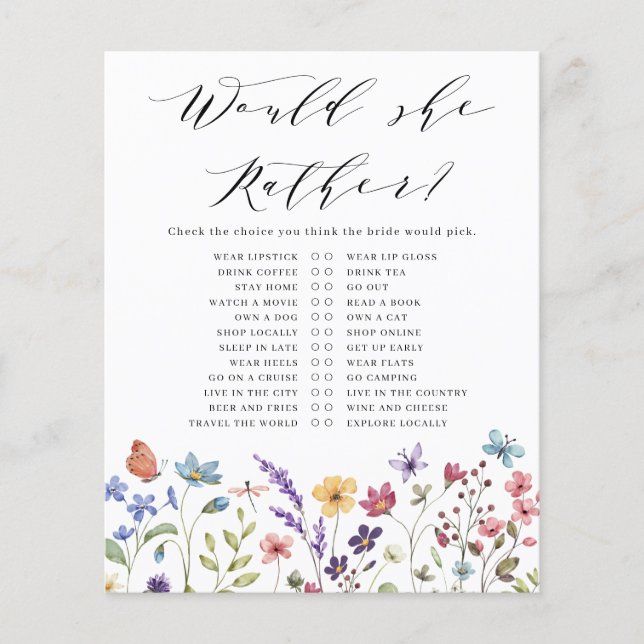 Papier Floral Printemps Été Plairait-elle Douche nuptiale (Devant)