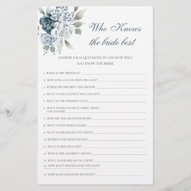 Papier Floral Qui Connaît La Mariée Meilleur Jeu (Devant)