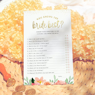 Papier Floral Qui Connaît La Mariée Meilleur Jeu De Fête 