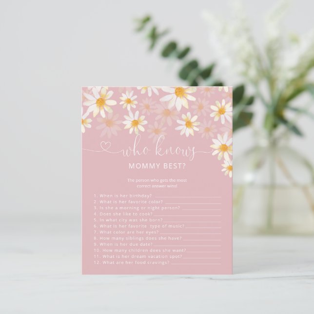 Papier Floral Qui Connaît Maman Meilleur Baby shower Jeu (Debout devant)