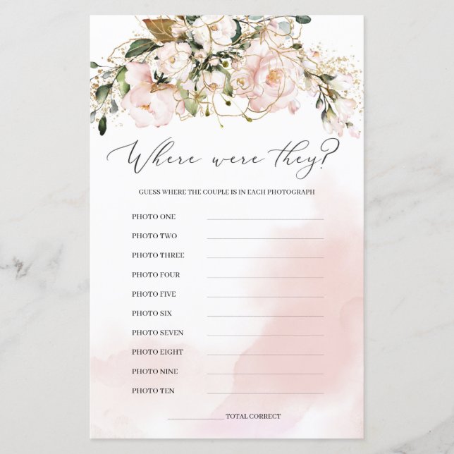 Papier Floral Rose Brut Où Ils Ont Joué Boho Bride (Devant)