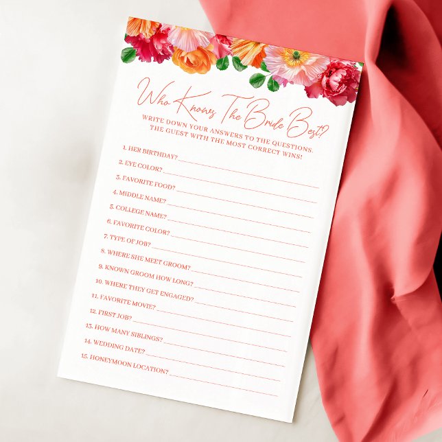 Papier Floral Rose Lumineux Qui Connaît La Mariée Meilleu (Créateur téléchargé)