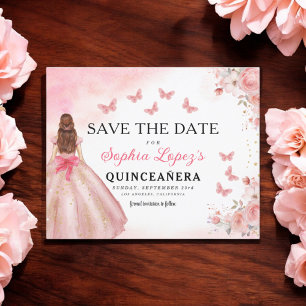 Papier Floral rose or princesse Anniversaire Quinceanera